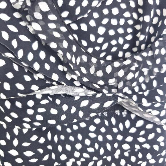 Whbm Top Womens Small Ruffle Front V Neck Short Sleeve Fitted Polka Dots - Picture 5 of 11